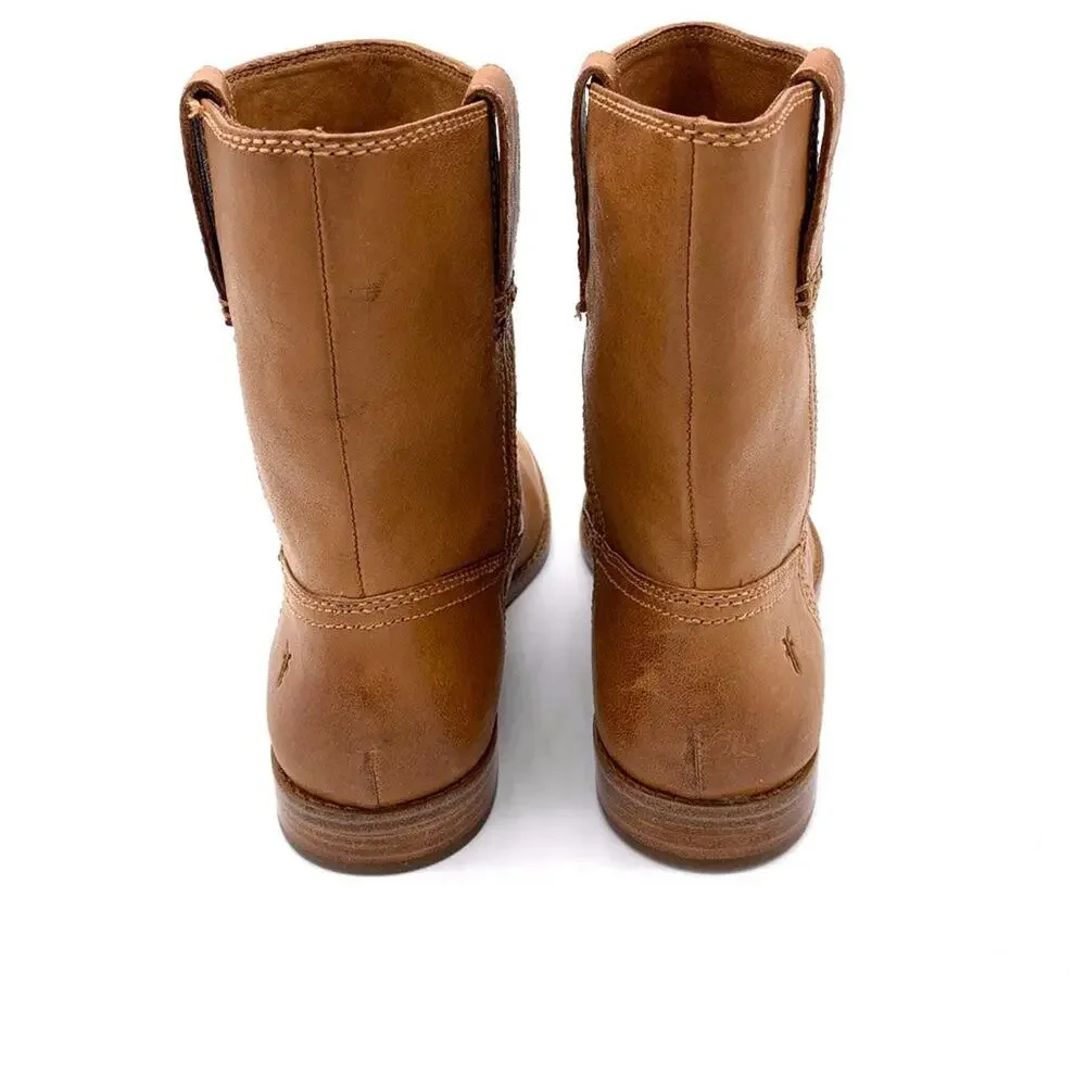 Frye NEW Anna Leather Ankle Shortie Western Boot in Camel Tan Brown 7